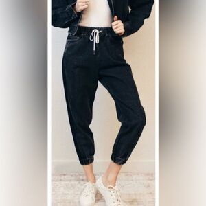 Avec Les Filles washed denim‎ joggers S
